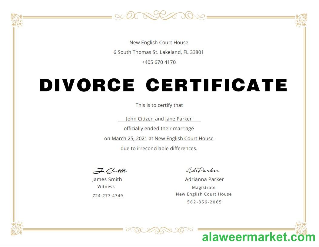 USA Divorce Certificate